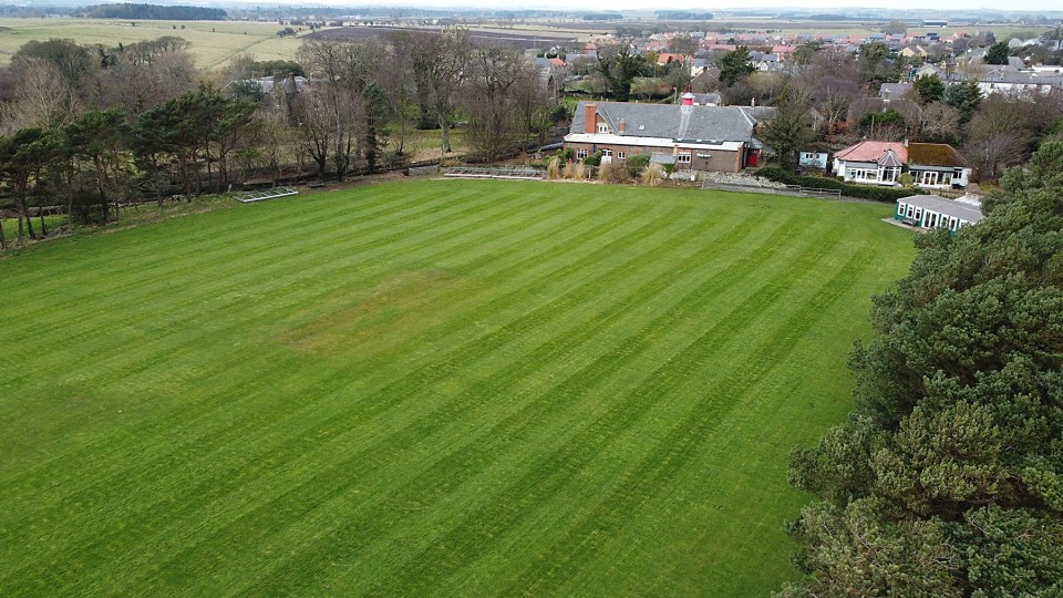 Arial view of field behind Creighton Hall