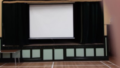 Stage with drop down screen