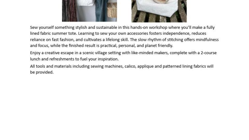 Make a summer tote bag workshop.