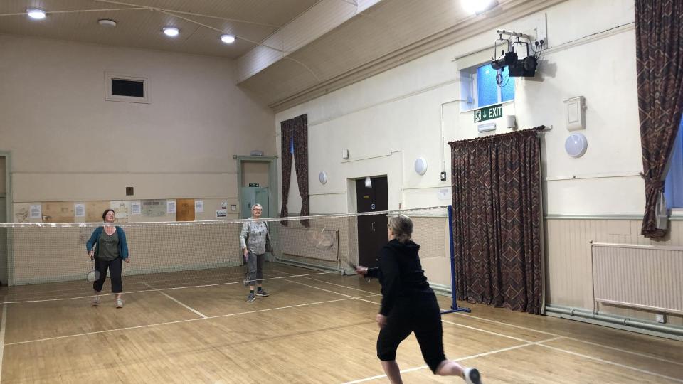 badminton in the main hall