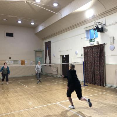 badminton in the main hall