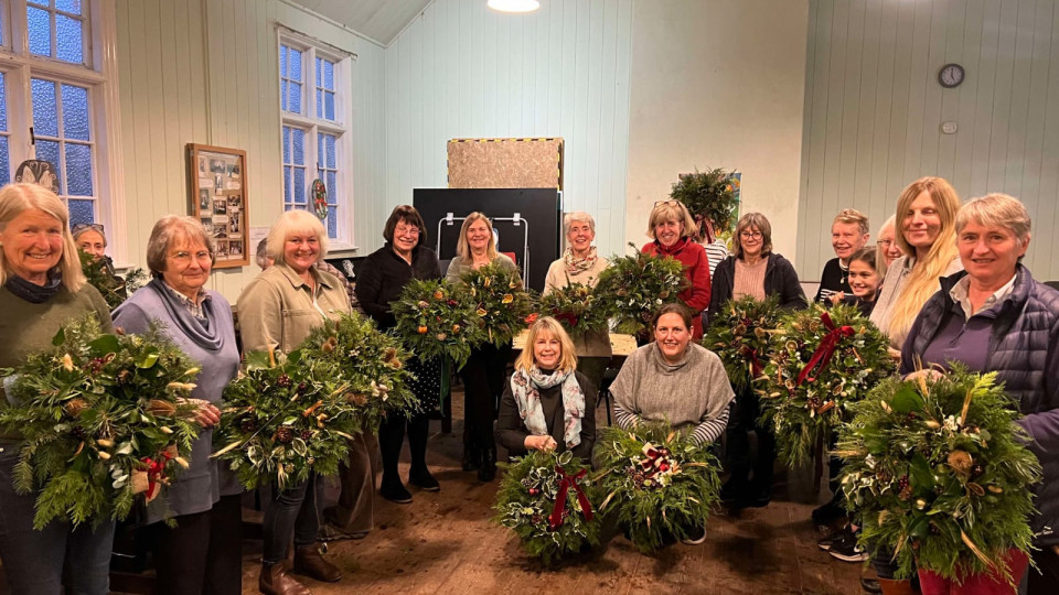 The finished Christmas wreaths
