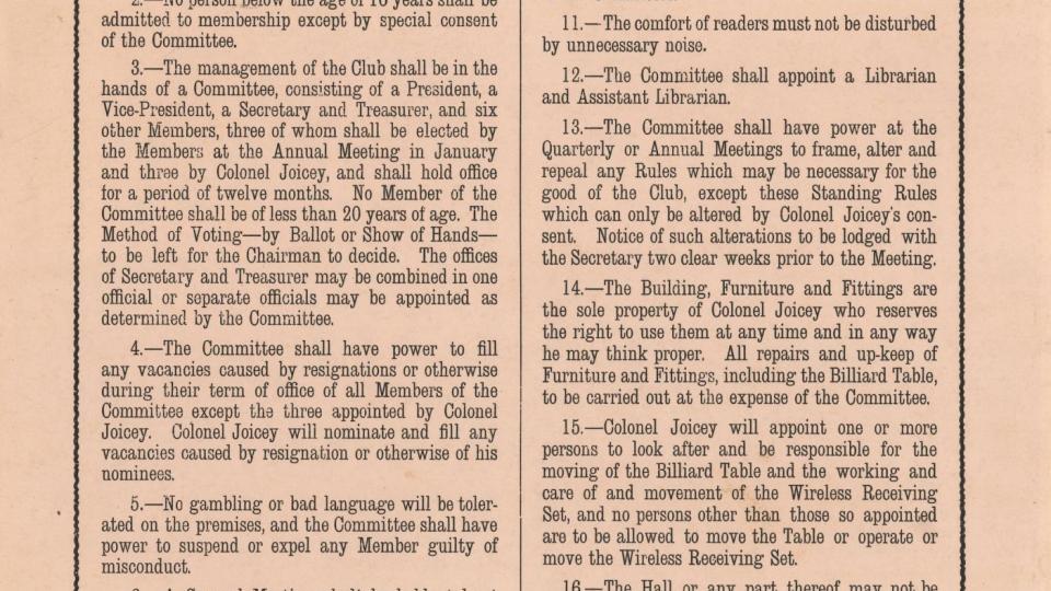 Etal Hall Rules from 1926